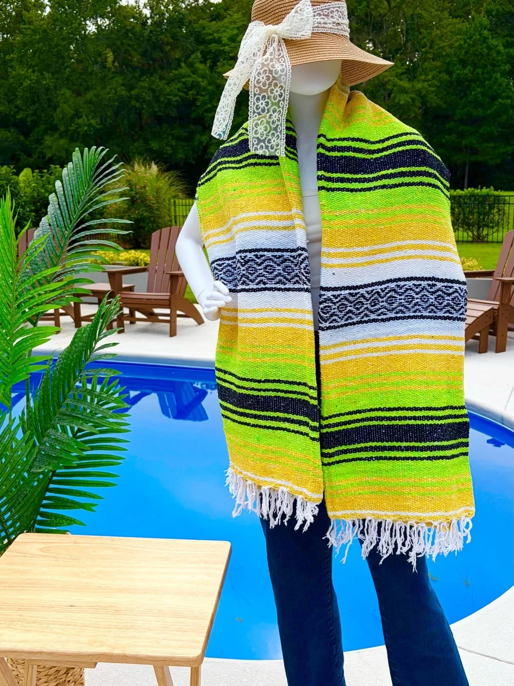 Mexican Falsa Blanket – Striped Woven Fringe Throw